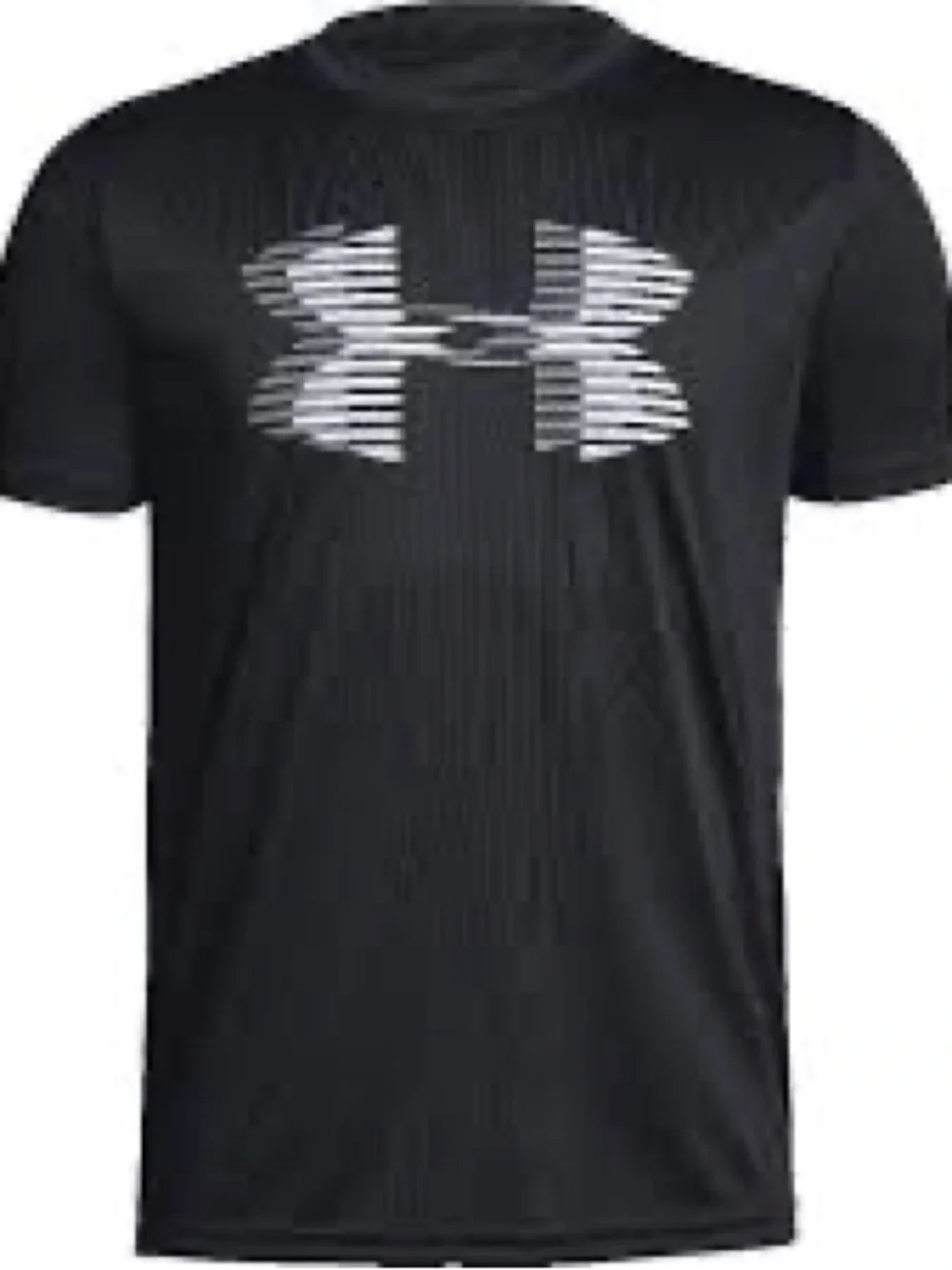 Under Armour Boys' Black Tee with White Striped Logo